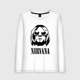 Женский лонгслив хлопок с принтом NIRVANA , 100% хлопок |  | nirvana | nirvana smells | nirvana smells like | teen spirit | курт кобейн | нирвана | нирвана песни.