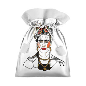 Подарочный 3D мешок с принтом Фрида Кало , 100% полиэстер | Размер: 29*39 см | кало | картинки | популярные | прикольные | фрида | цветы | человек