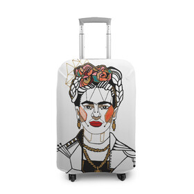 Чехол для чемодана 3D с принтом Фрида Кало  , 86% полиэфир, 14% спандекс | двустороннее нанесение принта, прорези для ручек и колес | кало | картинки | популярные | прикольные | фрида | цветы | человек
