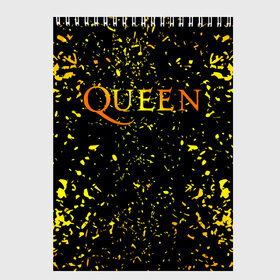 Скетчбук с принтом Queen , 100% бумага
 | 48 листов, плотность листов — 100 г/м2, плотность картонной обложки — 250 г/м2. Листы скреплены сверху удобной пружинной спиралью | 3d | queen | британская | группа | исполнитель | лого | логотип | музыканты | надпись | рок | эмблема