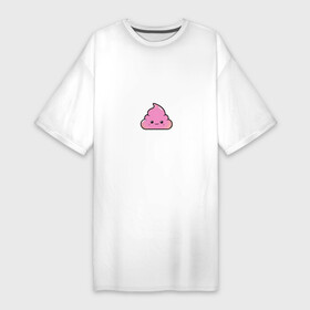 Платье-футболка хлопок с принтом Розовая какашка смайлик ,  |  | детский розовый | кавай | кучка | маленький символ | мило | милота | позитив | прикол | пурпурный | розовый | с глазками | сарказм | смайл | шутливый | японский стиль смайлов