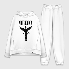 Женский костюм хлопок Oversize с принтом NIRVANA ,  |  | nirvana | nirvana smells | nirvana smells like | teen spirit | курт кобейн | нирвана | нирвана песни.