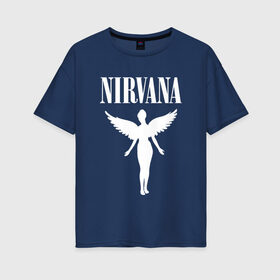 Женская футболка хлопок Oversize с принтом NIRVANA , 100% хлопок | свободный крой, круглый ворот, спущенный рукав, длина до линии бедер
 | nirvana | nirvana smells | nirvana smells like | teen spirit | курт кобейн | нирвана | нирвана песни.