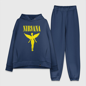 Женский костюм хлопок Oversize с принтом NIRVANA ,  |  | nirvana | nirvana smells | nirvana smells like | teen spirit | курт кобейн | нирвана | нирвана песни.