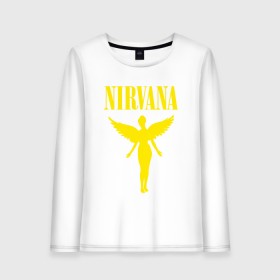 Женский лонгслив хлопок с принтом NIRVANA , 100% хлопок |  | nirvana | nirvana smells | nirvana smells like | teen spirit | курт кобейн | нирвана | нирвана песни.