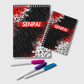 Блокнот с принтом SENPAI , 100% бумага | 48 листов, плотность листов — 60 г/м2, плотность картонной обложки — 250 г/м2. Листы скреплены удобной пружинной спиралью. Цвет линий — светло-серый
 | anime | kawaii | senpai | аниме | кавай. | семпай | сенпай