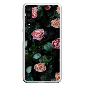Чехол для Honor 20 с принтом PINK ROSES , Силикон | Область печати: задняя сторона чехла, без боковых панелей | листья | растения | розовые | розы | цветы