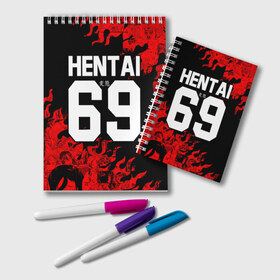 Блокнот с принтом HENTAI [02] , 100% бумага | 48 листов, плотность листов — 60 г/м2, плотность картонной обложки — 250 г/м2. Листы скреплены удобной пружинной спиралью. Цвет линий — светло-серый
 | Тематика изображения на принте: ahegao | anime | japan | manga | sempai | senpai | аниме | ахегао | лицо | манга | семпай | сенпай | япония