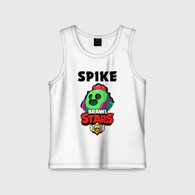 Детская майка хлопок с принтом BRAWL STARS SPIKE ,  |  | bibi | brawl stars | coach mike | crow | leon | leon shark | max | mecha crow | mr.p | phoenix | sally leon | spike | sprout | unicorn | virus 8 bit | werewolf | ворон | оборотень | пингвин