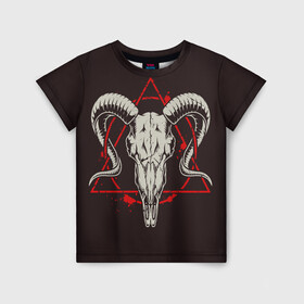 Детская футболка 3D с принтом Культ , 100% гипоаллергенный полиэфир | прямой крой, круглый вырез горловины, длина до линии бедер, чуть спущенное плечо, ткань немного тянется | demon | devil | fashion | goat | hell | horror | monster | satan | skull | style | ад | демон | дьявол | козёл | мода | монстр | сатана | стиль | ужас | череп