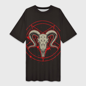 Платье-футболка 3D с принтом Культ ,  |  | demon | devil | fashion | goat | hell | horror | monster | satan | skull | style | ад | демон | дьявол | козёл | мода | монстр | сатана | стиль | ужас | череп