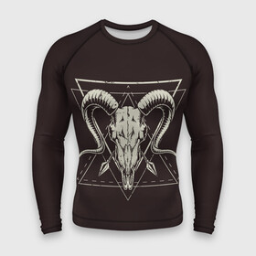 Мужской рашгард 3D с принтом Культ ,  |  | demon | devil | fashion | goat | hell | horror | monster | satan | skull | style | ад | демон | дьявол | козёл | мода | монстр | сатана | стиль | ужас | череп