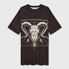 Платье-футболка 3D с принтом Культ ,  |  | demon | devil | fashion | goat | hell | horror | monster | satan | skull | style | ад | демон | дьявол | козёл | мода | монстр | сатана | стиль | ужас | череп