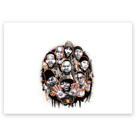 Поздравительная открытка с принтом Wu-Tang Clan. , 100% бумага | плотность бумаги 280 г/м2, матовая, на обратной стороне линовка и место для марки
 | genius gza | method man | razor rza | wu tang | wu tang clan | ву танг клан | гангста рэп | гангстеры | девяти человек | музыка | хип хоп