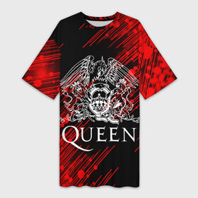 Платье-футболка 3D с принтом QUEEN. ,  |  | queen | британская рок группа | квин | куин | кьюин | мистер робот | музыка | рами малек | рок | рок музыка | фредди меркьюри