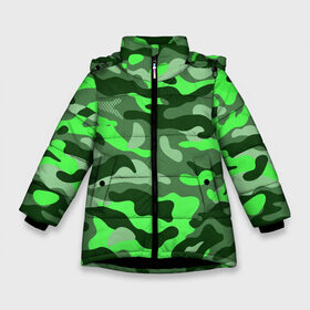 Зимняя куртка для девочек 3D с принтом CAMOUFLAGE GREEN , ткань верха — 100% полиэстер; подклад — 100% полиэстер, утеплитель — 100% полиэстер. | длина ниже бедра, удлиненная спинка, воротник стойка и отстегивающийся капюшон. Есть боковые карманы с листочкой на кнопках, утяжки по низу изделия и внутренний карман на молнии. 

Предусмотрены светоотражающий принт на спинке, радужный светоотражающий элемент на пуллере молнии и на резинке для утяжки. | camouflage | армия | военная форма | военный | вооружение | вооруженные силы | защита | защитный цвет | зеленый | камуфляж | маскировка | солдат | униформа | форма