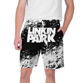Мужские шорты 3D с принтом LINKIN PARK [5] ,  полиэстер 100% | прямой крой, два кармана без застежек по бокам. Мягкая трикотажная резинка на поясе, внутри которой широкие завязки. Длина чуть выше колен | linkin | linkin park | music | park | rock | линкин | линкин парк | музыка | парк | рок