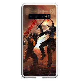 Чехол для Samsung Galaxy S10 с принтом Doom Eternal , Силикон | Область печати: задняя сторона чехла, без боковых панелей | demon | doom | doom slayer | doomguy | eternal | face | games | marauder | mask | демон | дум | игры | лицо | мародер | маска | палач рока | шлем