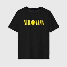 Женская футболка хлопок Oversize с принтом NIRVANA , 100% хлопок | свободный крой, круглый ворот, спущенный рукав, длина до линии бедер
 | nirvana | nirvana smells like | rock | teen spirit | курт кобейн | нирвана | песни | рок.