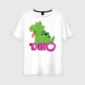 Женская футболка хлопок Oversize с принтом BABYDINO , 100% хлопок | свободный крой, круглый ворот, спущенный рукав, длина до линии бедер
 | bamm bamm rubble | barney rubble | bedrock | betty rubble | dino | flintstones | fred flintstone | hoppy | pebbles | stone age | vdgerir | wilma | флинстоун | флинтстоун