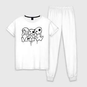 Женская пижама хлопок с принтом Кодама , 100% хлопок | брюки и футболка прямого кроя, без карманов, на брюках мягкая резинка на поясе и по низу штанин | princess mononoke | аниме | студия «гибли»