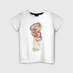 Детская футболка хлопок с принтом Хаку и Тихиро , 100% хлопок | круглый вырез горловины, полуприлегающий силуэт, длина до линии бедер | studio ghibli | аниме | унесённые призраками | хаяо миядзаки
