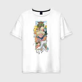 Женская футболка хлопок Oversize с принтом Унесённые призраками , 100% хлопок | свободный крой, круглый ворот, спущенный рукав, длина до линии бедер
 | studio ghibli | аниме | унесённые призраками | хаяо миядзаки