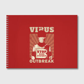 Альбом для рисования с принтом Virus Outbreak , 100% бумага
 | матовая бумага, плотность 200 мг. | art | coronavirus | man | mask | pandemic | stayhome | stopcovid19 | virus | арт | вирус | коронавирус | маска | пандемия | человек