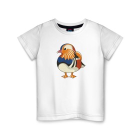 Детская футболка хлопок с принтом Мандаринка , 100% хлопок | круглый вырез горловины, полуприлегающий силуэт, длина до линии бедер | графика | китайская | классная | летняя | милая | мимимишная | особенная | принт | птица | птичка | радостная | утка | уточка | яркая