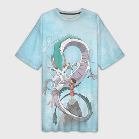 Платье-футболка 3D с принтом Тихиро на горе с драконом ,  |  | studio ghibli | аниме | унесённые призраками | хаяо миядзаки