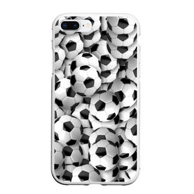 Чехол для iPhone 7Plus/8 Plus матовый с принтом футбольные мячи много , Силикон | Область печати: задняя сторона чехла, без боковых панелей | 3д | любитель футбола | мячи | мячики | спортсмен | фанат | фигуры | футбол | футболист | футбольный мяч