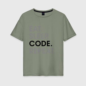 Женская футболка хлопок Oversize с принтом Жизнь программиста , 100% хлопок | свободный крой, круглый ворот, спущенный рукав, длина до линии бедер
 | code | developer | programmer | айтишник | девелопер | инженер | код | программа | программирование | программист | профессия | разработчик | технарь | тыжпрограммист