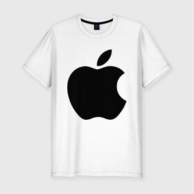 Мужская футболка хлопок Slim с принтом Apple , 92% хлопок, 8% лайкра | приталенный силуэт, круглый вырез ворота, длина до линии бедра, короткий рукав | apple | техника | яблоко