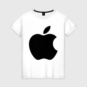 Женская футболка хлопок с принтом Apple , 100% хлопок | прямой крой, круглый вырез горловины, длина до линии бедер, слегка спущенное плечо | apple | техника | яблоко