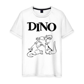 Мужская футболка хлопок с принтом DINO , 100% хлопок | прямой крой, круглый вырез горловины, длина до линии бедер, слегка спущенное плечо. | bamm bamm rubble | barney rubble | bedrock | betty rubble | dino | flintstones | fred flintstone | hoppy | pebbles | stone age | vdgerir | wilma | флинстоун | флинтстоун