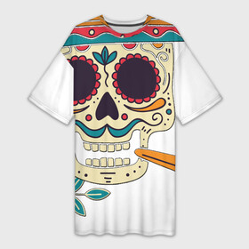 Платье-футболка 3D с принтом Фестиваль ,  |  | мексика | мексика. | череп