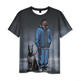 Мужская футболка 3D с принтом Snoop Dogg , 100% полиэфир | прямой крой, круглый вырез горловины, длина до линии бедер | 