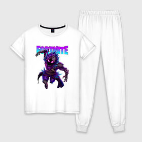 Женская пижама хлопок с принтом FORTNITE RAVEN , 100% хлопок | брюки и футболка прямого кроя, без карманов, на брюках мягкая резинка на поясе и по низу штанин | fortnite | fortnite 2 | fortnite x маршмелло | ikonik | marshmello | ninja | ninja streamer | raven | travis scott | ворон | иконик | ниндзя | пили | рейвен | трэвис скотт | фортнайт