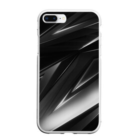 Чехол для iPhone 7Plus/8 Plus матовый с принтом GEOMETRY STRIPES BLACK & WHITE , Силикон | Область печати: задняя сторона чехла, без боковых панелей | Тематика изображения на принте: abstraction | geometry | hexagon | stripes | text | texture | абстракция | геометрия | красный | линии | неон | неоновый | полосы | соты | текстура | фигуры | черный