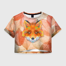 Женская футболка Crop-top 3D с принтом Fox , 100% полиэстер | круглая горловина, длина футболки до линии талии, рукава с отворотами | art | fox | арт | графика | лисы | минимализм | рисунок