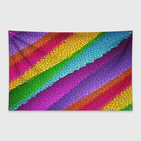Флаг-баннер с принтом Яркая мозаика радуга диагональ , 100% полиэстер | размер 67 х 109 см, плотность ткани — 95 г/м2; по краям флага есть четыре люверса для крепления | геометрия | диагональ | мозаика | полоски | радуга | текстура | фигуры | цвета | ячейки