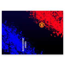 Поздравительная открытка с принтом Manchester United , 100% бумага | плотность бумаги 280 г/м2, матовая, на обратной стороне линовка и место для марки
 | atletico | barcelona | borussia | chelsea | cristiano | football | juventus | manchester city | manchester united | messi | real madrid | ronaldo | sport | спорт | футбол