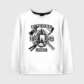 Детский лонгслив хлопок с принтом FIREFIGHTER RUSSIA , 100% хлопок | круглый вырез горловины, полуприлегающий силуэт, длина до линии бедер | 112 | 23 февраля | 27 декабря | firefighter | герб | гкчс | знак | лого | логотип | министерство | мчс | мчс россии | мчсник | по чрезв | пожарная охрана | пожарник | пожарный | пч | россии | рф | символ | ситуации