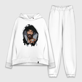 Женский костюм хлопок Oversize с принтом Snoop Dogg ,  |  | 2pac | black | dog | dr dre | hip hop | rap | snoop dogg | west coast | гангстер | микрофон | музыка | рифма | рэп | рэпер | снуп дог | собака | хип хоп