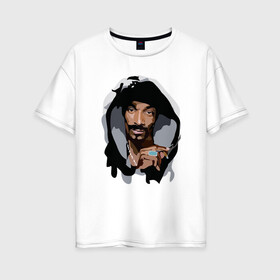 Женская футболка хлопок Oversize с принтом Snoop Dogg , 100% хлопок | свободный крой, круглый ворот, спущенный рукав, длина до линии бедер
 | 2pac | black | dog | dr dre | hip hop | rap | snoop dogg | west coast | гангстер | микрофон | музыка | рифма | рэп | рэпер | снуп дог | собака | хип хоп