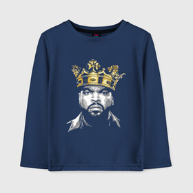 Детский лонгслив хлопок с принтом Ice Cube King , 100% хлопок | круглый вырез горловины, полуприлегающий силуэт, длина до линии бедер | 2pac | black | compton | dog | dr dre | hip hop | ice cube | king | nwa | rap | snoop dogg | west coast | westside | айс кьюб | гангстер | голос улиц | король | микрофон | музыка | рифма | рэп | рэпер | хип хоп