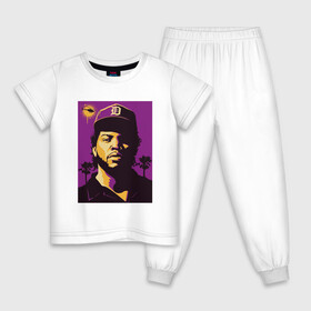 Детская пижама хлопок с принтом Ice Cube , 100% хлопок |  брюки и футболка прямого кроя, без карманов, на брюках мягкая резинка на поясе и по низу штанин
 | 2pac | black | compton | dog | dr dre | hip hop | ice cube | nwa | rap | snoop dogg | west coast | westside | айс кьюб | гангстер | голос улиц | микрофон | музыка | рифма | рэп | рэпер | хип хоп