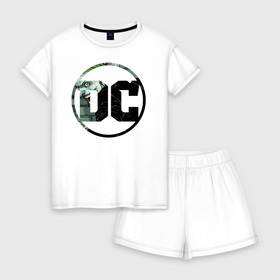 Женская пижама с шортиками хлопок с принтом Joker , 100% хлопок | футболка прямого кроя, шорты свободные с широкой мягкой резинкой | dc | joker | shtatjl | джокер | логотип