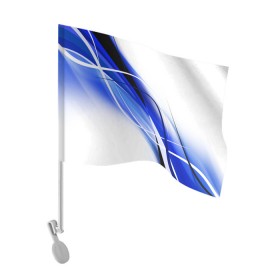 Флаг для автомобиля с принтом GEOMETRY STRIPES BLUE , 100% полиэстер | Размер: 30*21 см | abstraction | geometry | hexagon | neon | paints | stripes | texture | triangle | абстракция | брызги | геометрия | краски | неон | неоновый | соты | текстура