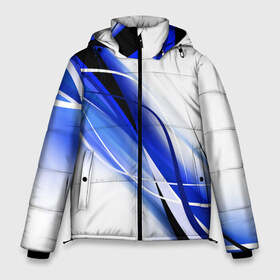 Мужская зимняя куртка 3D с принтом GEOMETRY STRIPES BLUE , верх — 100% полиэстер; подкладка — 100% полиэстер; утеплитель — 100% полиэстер | длина ниже бедра, свободный силуэт Оверсайз. Есть воротник-стойка, отстегивающийся капюшон и ветрозащитная планка. 

Боковые карманы с листочкой на кнопках и внутренний карман на молнии. | abstraction | geometry | hexagon | neon | paints | stripes | texture | triangle | абстракция | брызги | геометрия | краски | неон | неоновый | соты | текстура